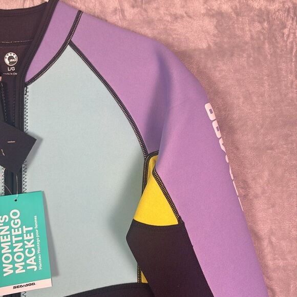NWT BRP Seadoo Wet Suit 3mm Neoprene UV Protect Lilac Full Zip Jacket Size Large - Picture 3 of 12